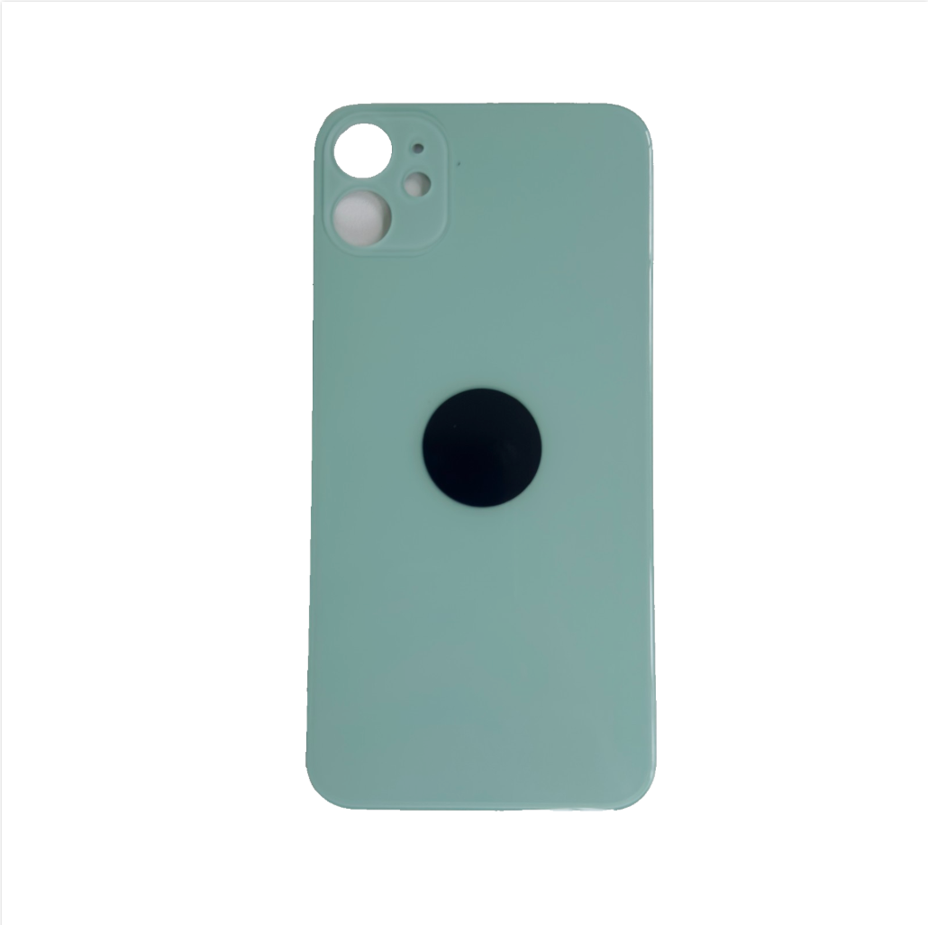 Back Glass For iPhone 11 ( Logo / No Adhesive / Large Camera Hole) (Green)