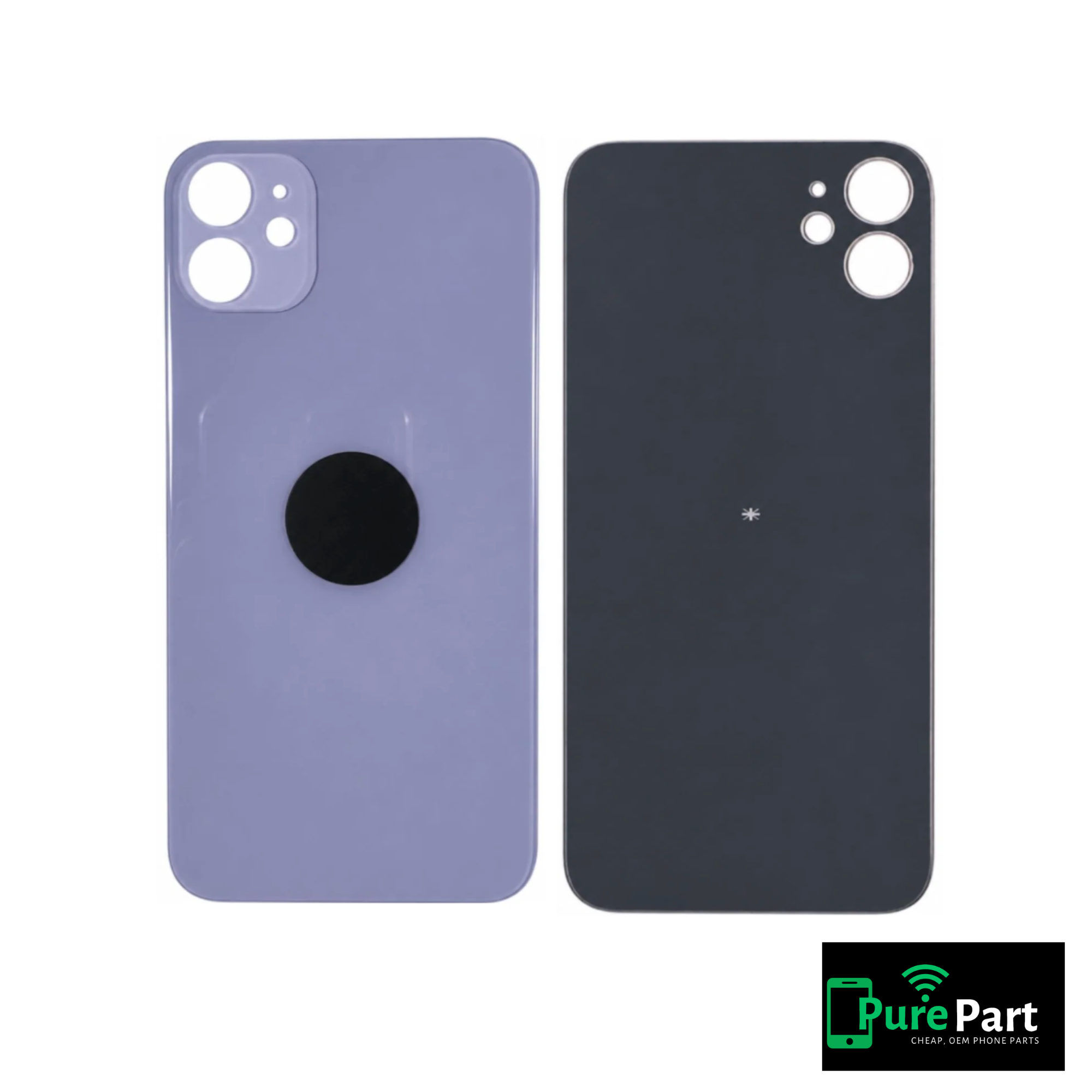 iPhone 11 Back Glass Replacement | With Logo / No Adhesive / Large Camera Hole | Purple | Aftermarket