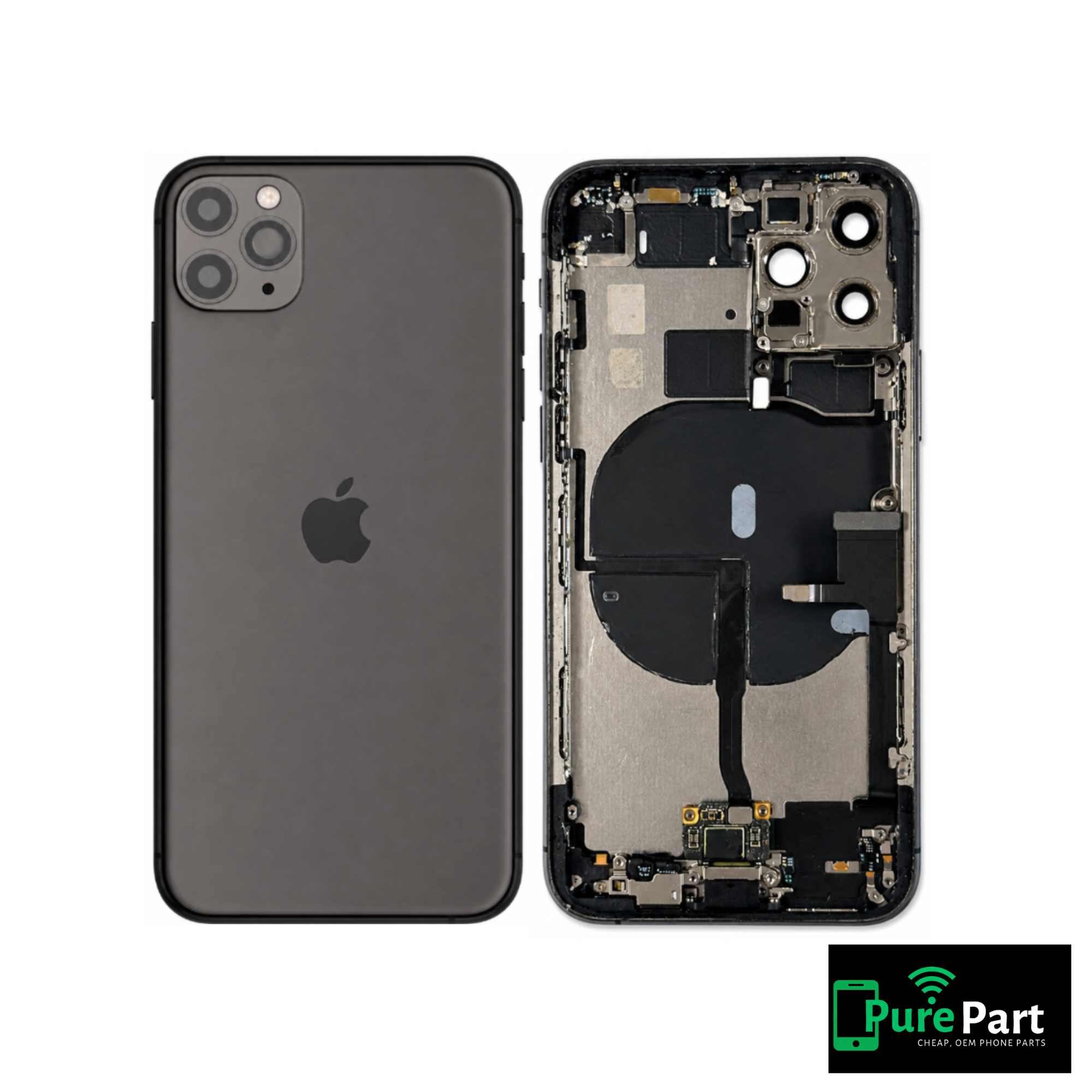 iPhone 11 Pro Back Housing Replacement w/ Small Parts | Space Grey | Genuine Used OEM Apple | Grade A | Non-Aftermarket