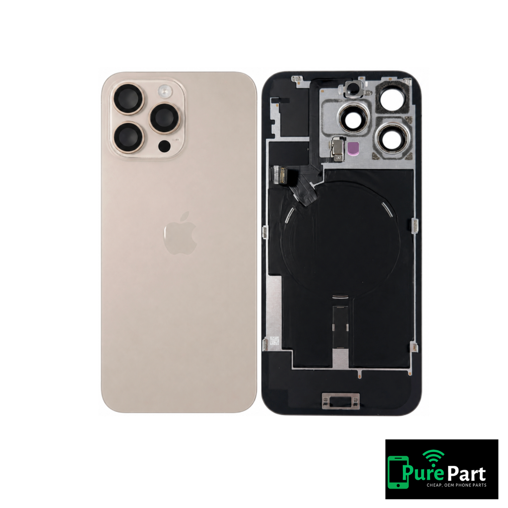 iPhone 16 Pro Max Back Glass w/ MagSafe Magnet, NFC & Flashlight Flex | Desert Titanium | Genuine Used OEM Apple | Grade A | Non-Aftermarket