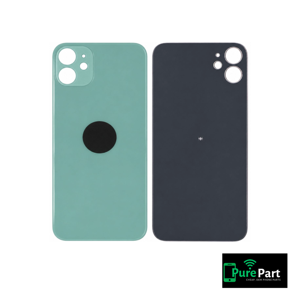 iPhone 11 Back Glass Replacement | With Logo / No Adhesive / Large Camera Hole | Green | Aftermarket