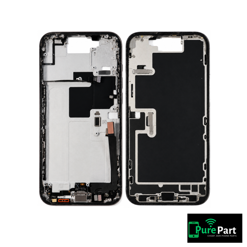 iPhone 16 Pro Max Mid-Frame Housing W/ Charging Port Flex & Small Parts | US Version | Natural Titanium | Genuine Used OEM Apple | Grade B+ | Non-Aftermarket
