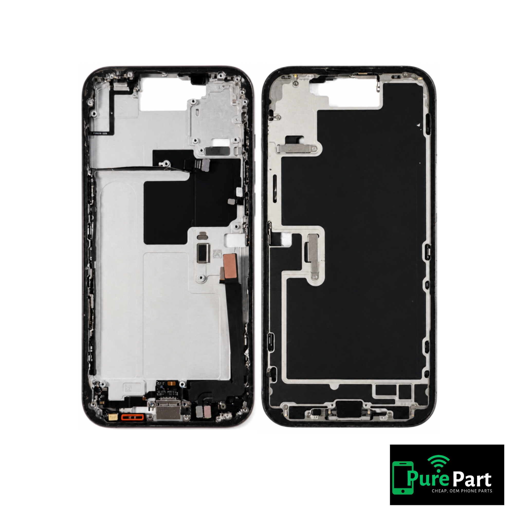 iPhone 16 Pro Max Mid-Frame Housing W/ Charging Port Flex & Small Parts | US Version | Natural Titanium | Genuine Used OEM Apple | Grade B+ | Non-Aftermarket