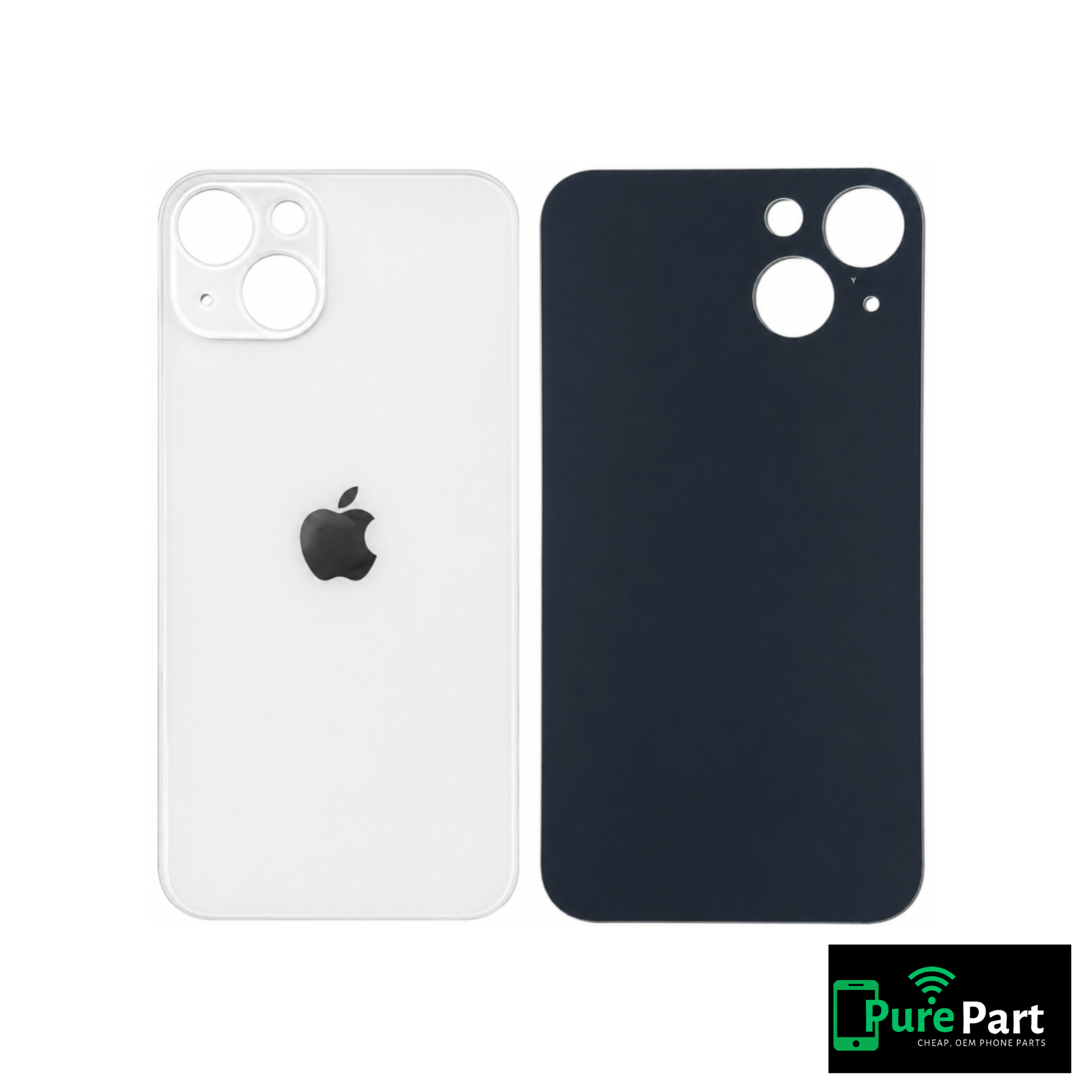 iPhone 13 Back Glass With No Adhesive | With Logo / Large Camera Hole | Starlight | Aftermarket