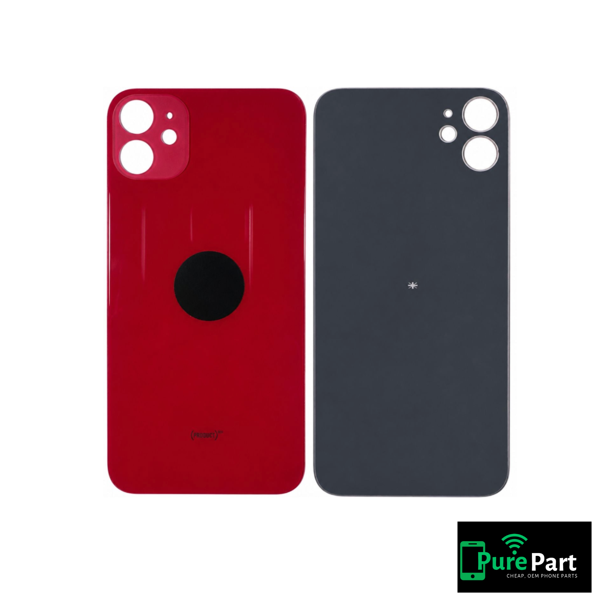 iPhone 11 Back Glass Replacement | With Logo / No Adhesive / Large Camera Hole | Product Red | Aftermarket